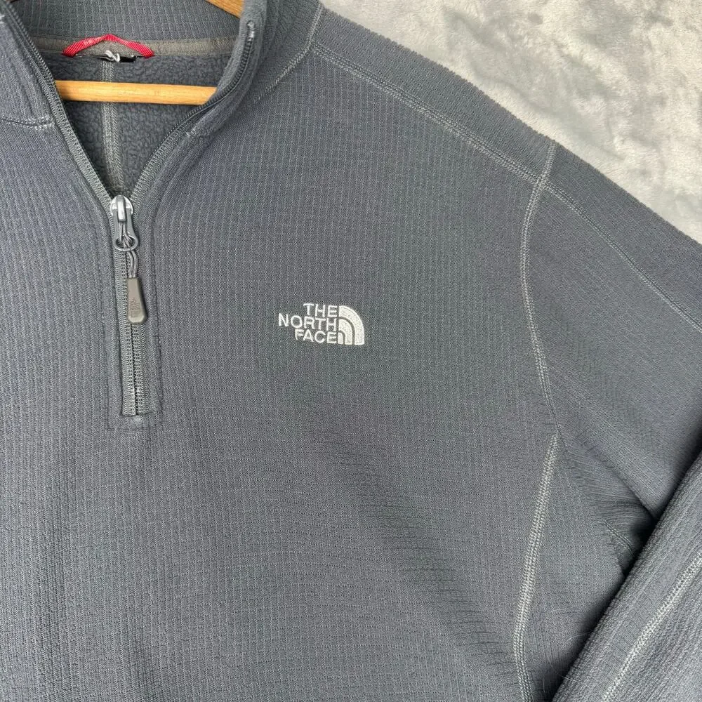 The North Face Quarter Zip Pullover Black‎ Grid Fleece Men’s Approx L